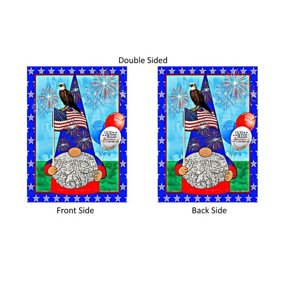 GOD BLESS AMERICA Gnome Eagle Double Sided Patriotic Garden Flag 4th of July NEW - Picture 4 of 8